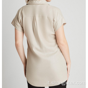 V Forma delle camicie da donna in lino collo
